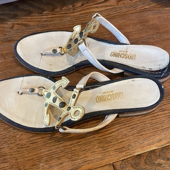 Vintage Moschino Jeans Nautical Flat Sandals Size 7 1/2 - Picture 4 of 6